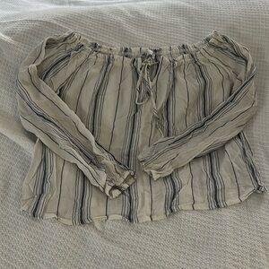 Hollister White and Blue Striped Blouse